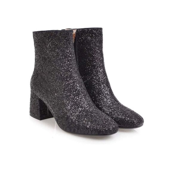 NWT Wool + Pepper Co. Glitter Heeled Booties - Picture 3 of 11